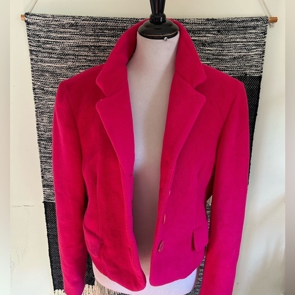 Express Tailleur vintage hot pink Sherpa blazer size large - Picture 1 of 5